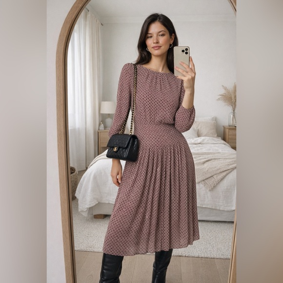 Reformation Dresses & Skirts - Reformation Sabra‎ Midi Dress Pleated Polka Ring Dot Red Size 8